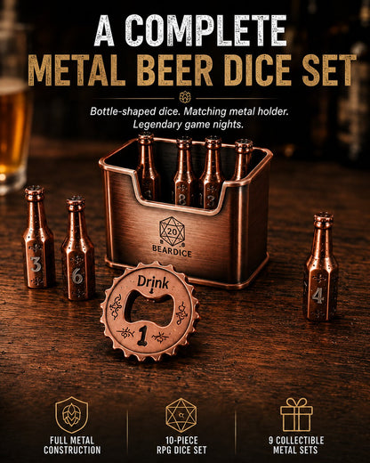 🍺 Metal Beer Bottle Dice Set – The Ultimate RPG Dice Collection 🎲