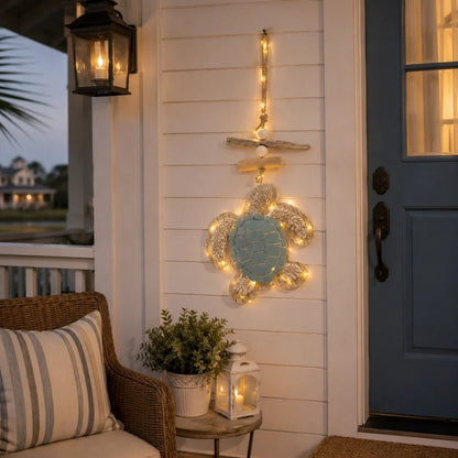Lighted Coastal Sea Turtle Hanging Wall Decor