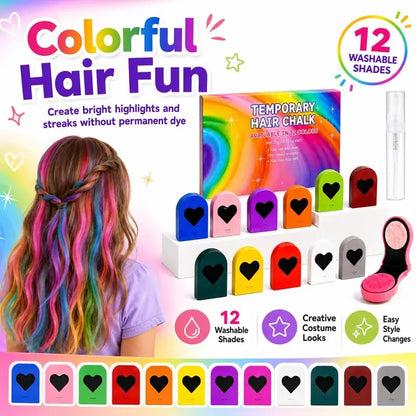 12 Bold Vibrants Temporary Hair Chalk Dye