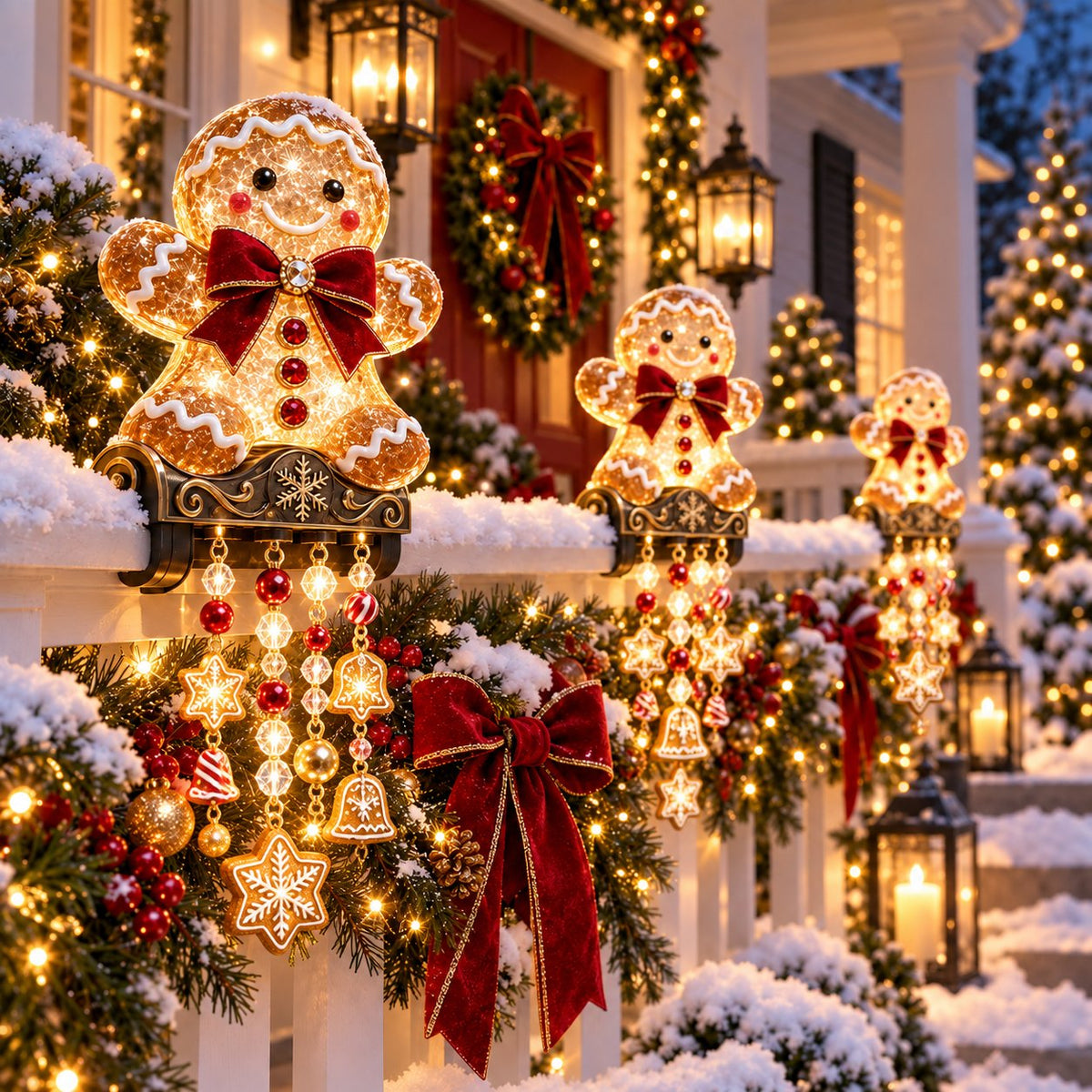 💯🎄 Christmas Porch Railing Lights – 4 Festive Character Designs