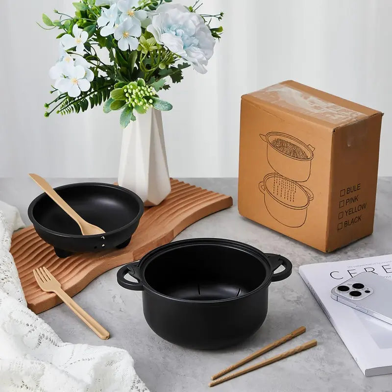 43oz (1300ml) Ergonomic Wheat Straw Microwavable Pig Ramen Cooker Bowl