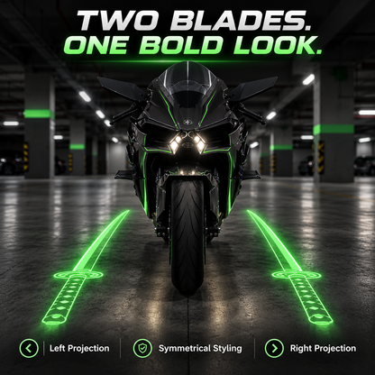 ⚔️🏍️ ShadowKatana – Dual Green Motorcycle Ground Projection Lights