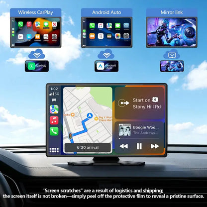 【Tool Upgrade】 2026 9-Inch Wireless CarPlay|Portable touchscreen supporting GPS