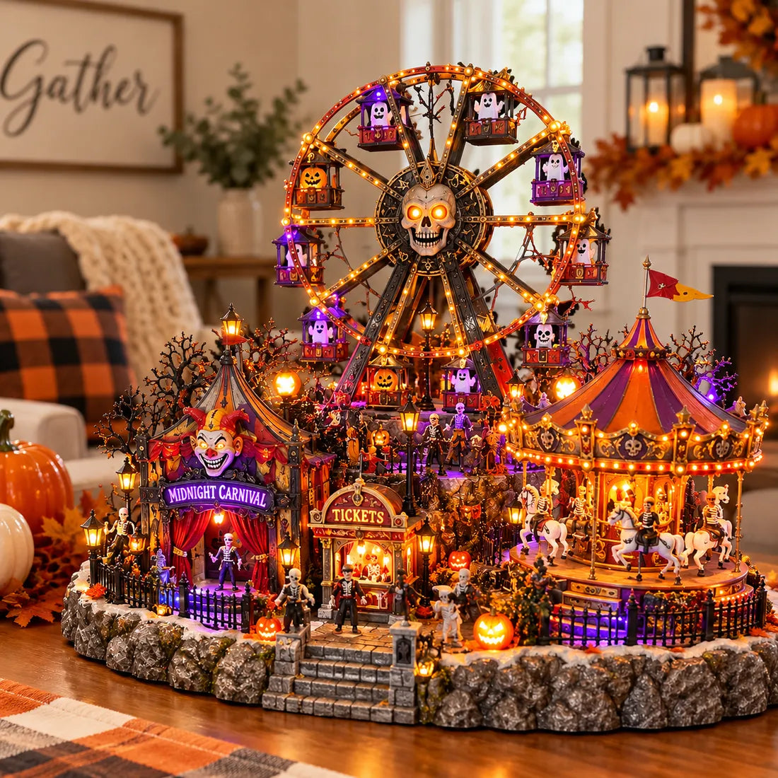 🎃👻– Light-Up Ghost Train Village & Spooky Carnival Display
