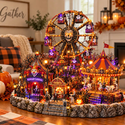 🎃👻– Light-Up Ghost Train Village & Spooky Carnival Display