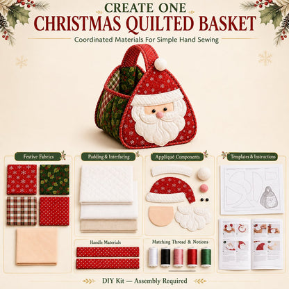 🎄 Christmas Quilted Carry Basket – DIY Sewing Kit & Finished Basket 🎁