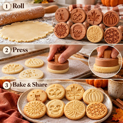 🍪 Carved Wooden Cookie Stamps | One Press, Beautiful Detail
