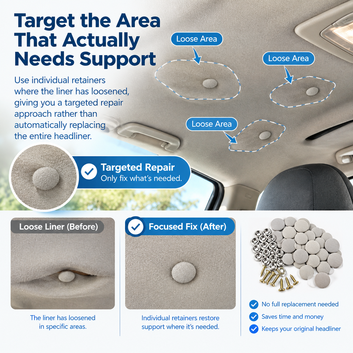 50 Pack Car Roof Headliner Repair Buttons
