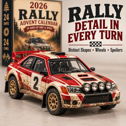 🏎️ Rallye-Adventskalender 2026 – 24 Tage voller Tempo & Action, 24 Rallyeautos zum Sammeln