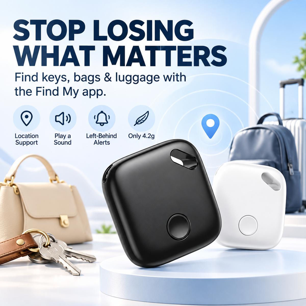 🔎 Find My-Compatible iTag Tracker – Smart Anti-Loss Tag for Keys, Wallets, Bags & Luggage