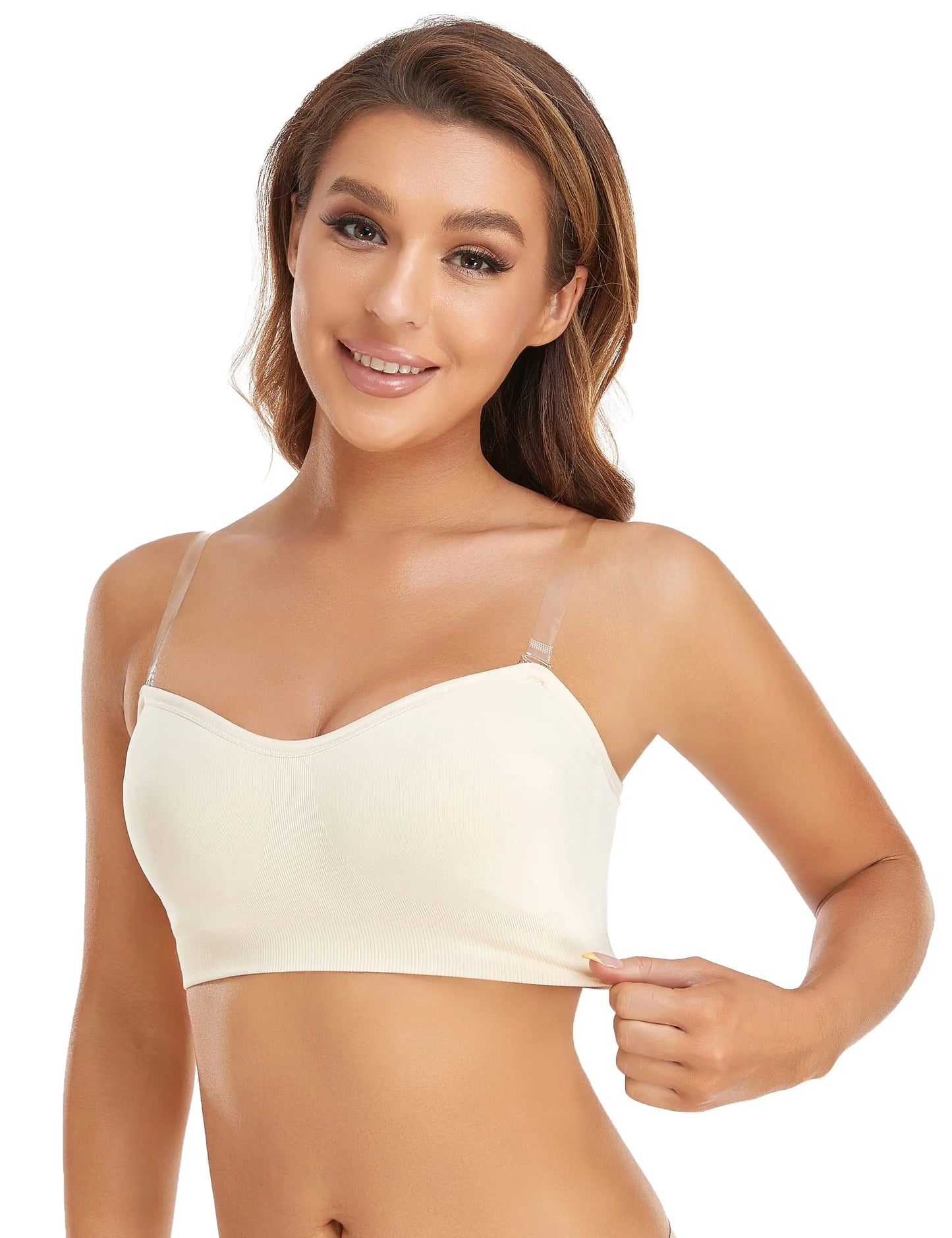 Strapless Bras for Women Non-Slip Silicone Padded Bandeau Bra Wireless Tube Top Bra