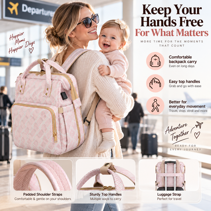 👶2-in-1 Baby Diaper Bag Backpack – Fold-Out Care Space & Large Storage