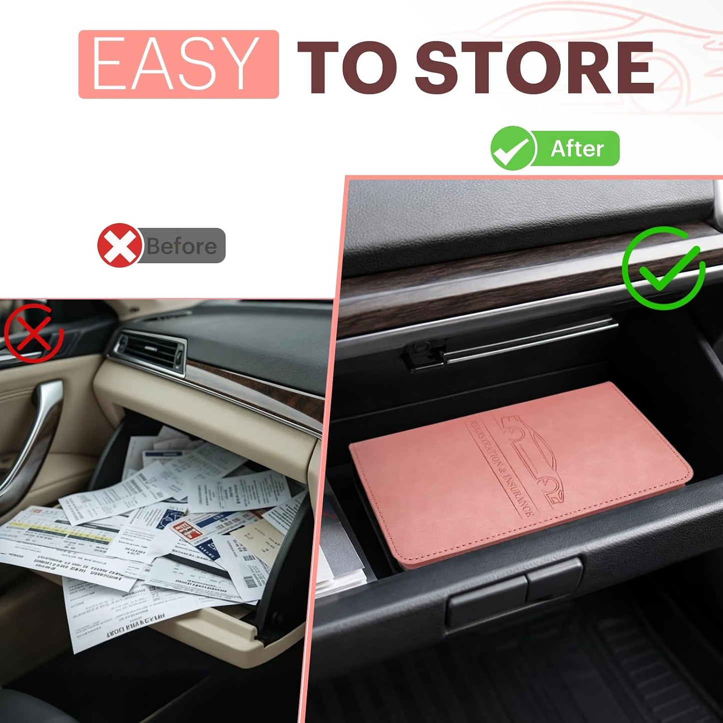 🌟 Premium Suede-Feel Vehicle Document Organizer | Magnetic Closure Wallet