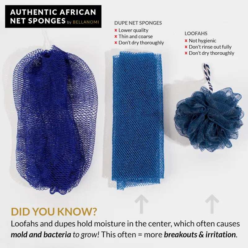 African Exfoliating Net Sponge, Authentic Ethically Sourced from Nigeria Body Scrubber