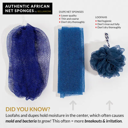 African Exfoliating Net Sponge, Authentic Ethically Sourced from Nigeria Body Scrubber