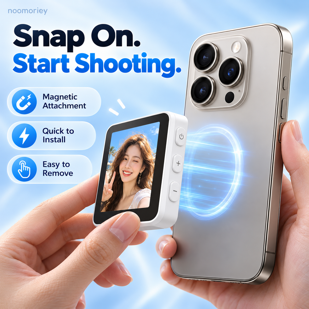 📱 Magnetic Rear Camera Selfie Screen – Live Preview Monitor for Vlogging & Selfies