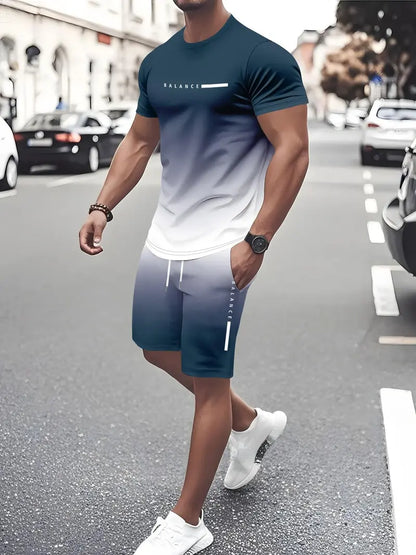 ⚡ Men's Gradient Fitness 2-Piece Set！