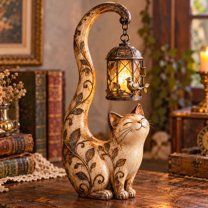 🔥LAST DAY 50% OFF - 🐈‍⬛Vintage Cat Lantern Sculpture Lamp - A Little Guardian of Warmth, Memories & Cozy Corners✨