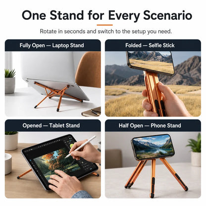 📱💻 2-in-1 Magnetic Phone & Laptop Stand – Foldable Aluminum Alloy Desk Mount ✨