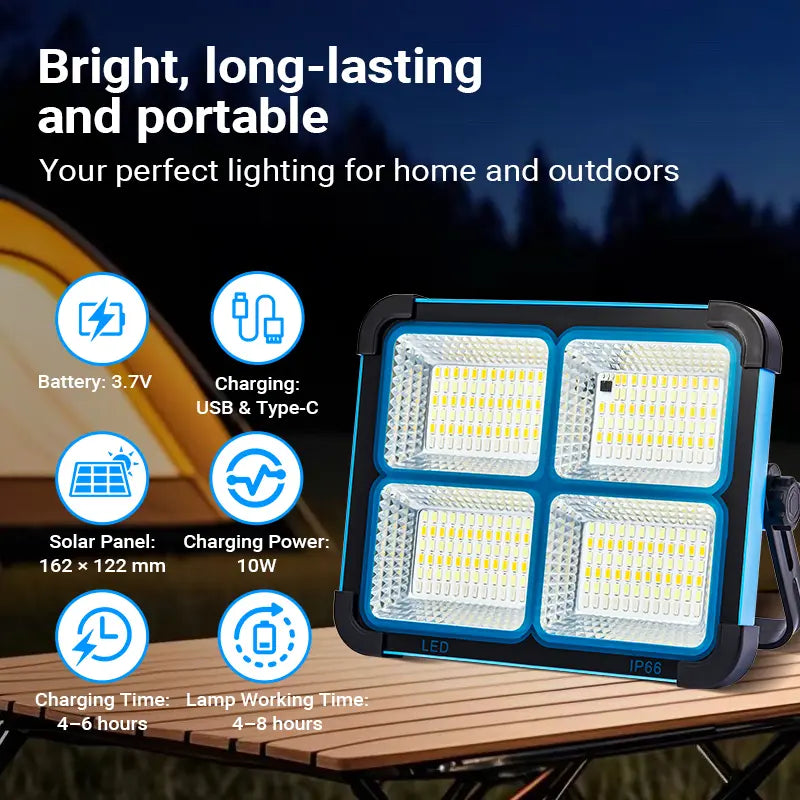 Solar Rechargeable 6000mA LED Work Light