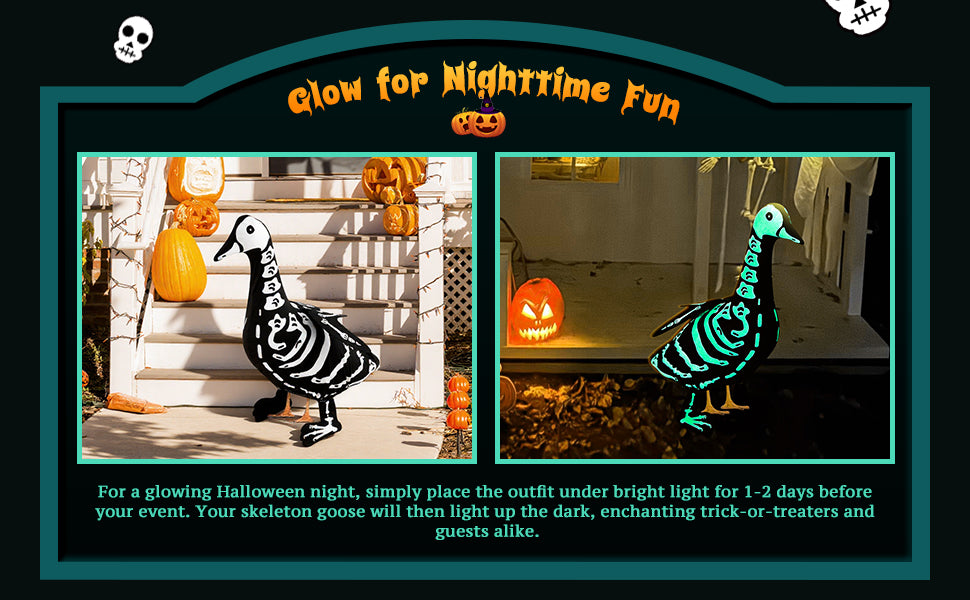 🎃Halloween Porch Goose Outfits Skeleton Costume for 23''💀