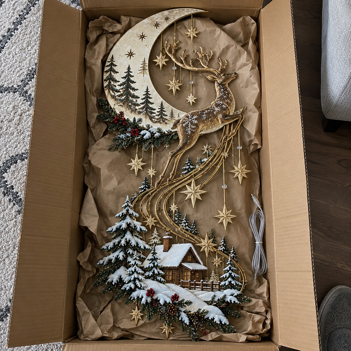 Moonlit Reindeer LED Christmas Wall Decor