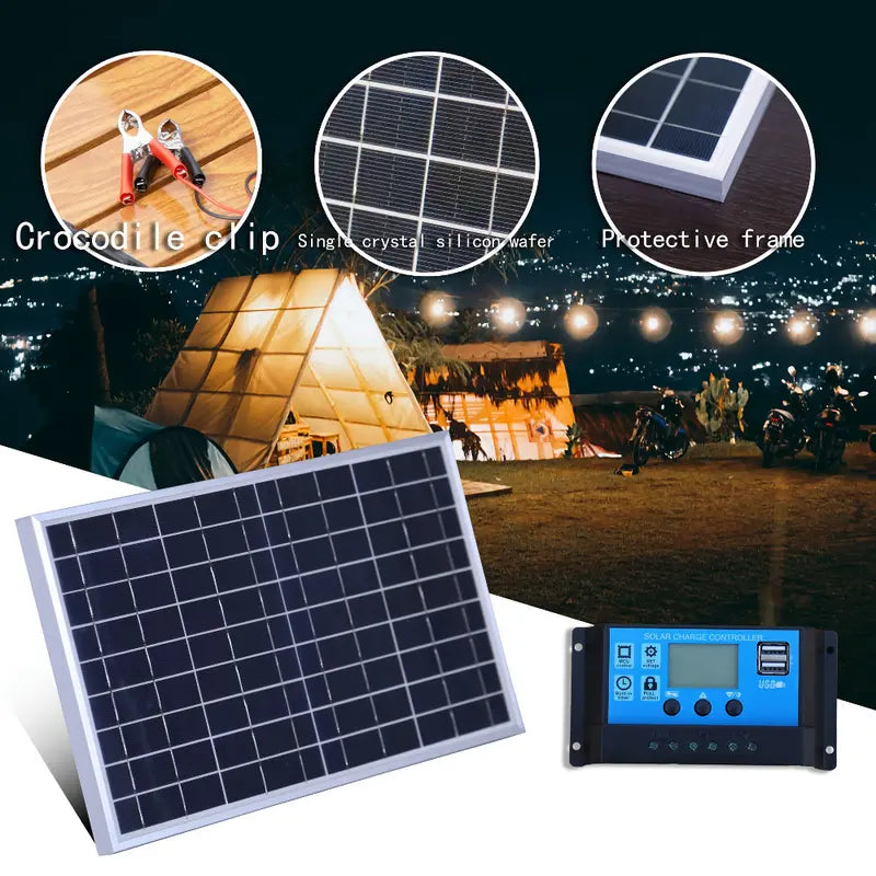 1 Set 12V Portable Flexible Solar Panels Kit with 100A High-Efficiency Controller