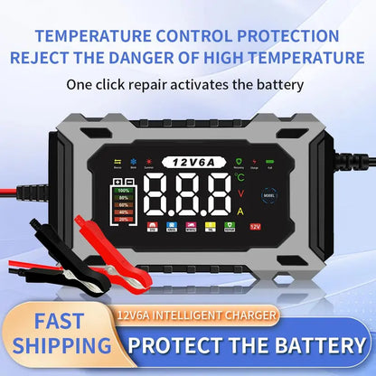 12V6A Plug-in Intelligent Lead Acid Battery Charger & Maintainer