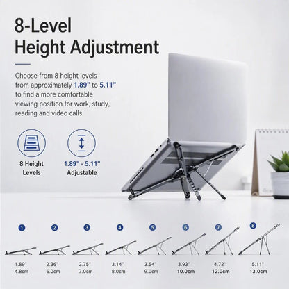 📱💻 2-in-1 Magnetic Phone & Laptop Stand – Foldable Aluminum Alloy Desk Mount ✨