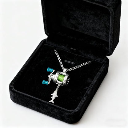 🔥Buy 2 Free Shipping 🔥Mini Fishing Reel Necklace, Fishing Reel Necklace with Rotatable Handle and Precision Detailed for Friend, Family Member