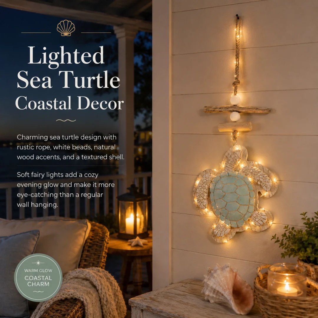 Lighted Coastal Sea Turtle Hanging Wall Decor