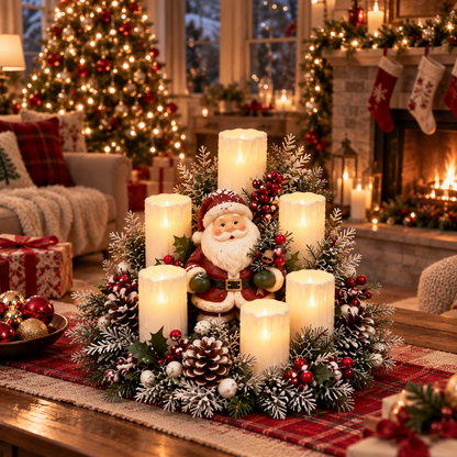 🎄 Christmas Reindeer Candle Centerpiece – Peace, Joy & Love Holiday Table Decor