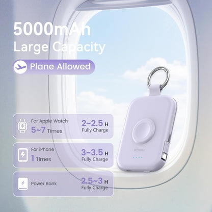 Power Bank 5000mAh Travel Charger with Built-in Cables Keychain Design