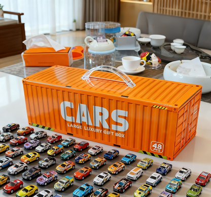 48pcs Pull-Back Toy Cars Set, Mini Alloy Racing Cars with Track Gift Box for Kids