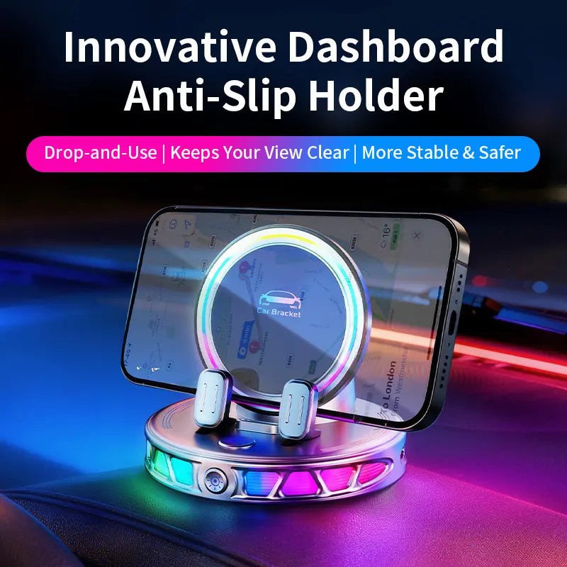 360° Rotating Wireless Charging Car Phone Mount with RGB Ambient Light