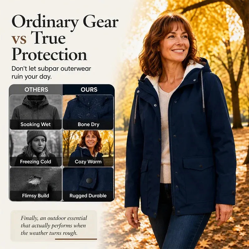 🏆 LIMITED TIME 65% OFF ❤️‍🔥 Women's Plush-Lined Windproof Hooded Jacket