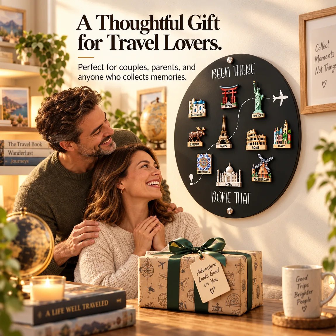 🌍✈️ Been There, Done That – Travel Magnet Display Board 🎁