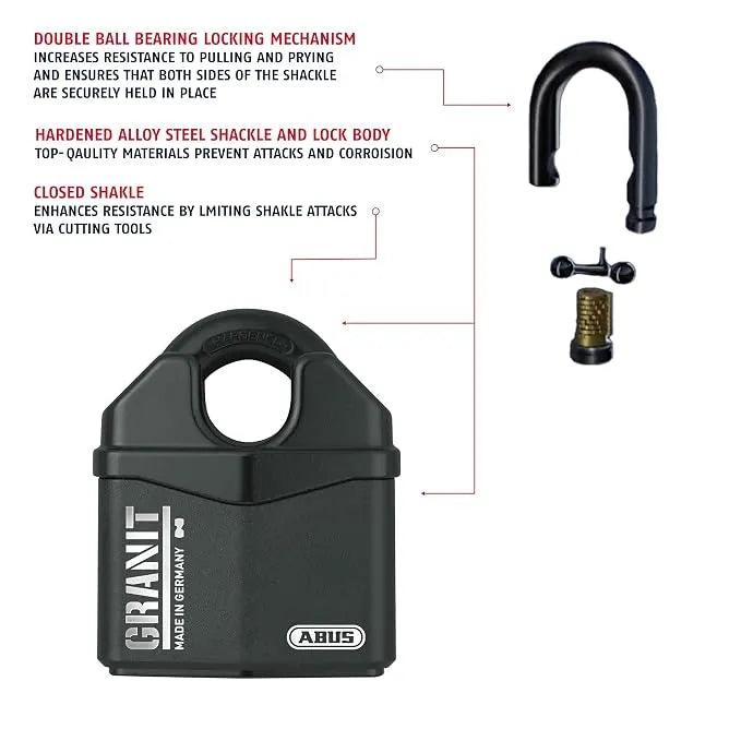 ABUS 37/80 Granit High Security Padlock - Hidden Closed Shackle Hardened Steel Lock