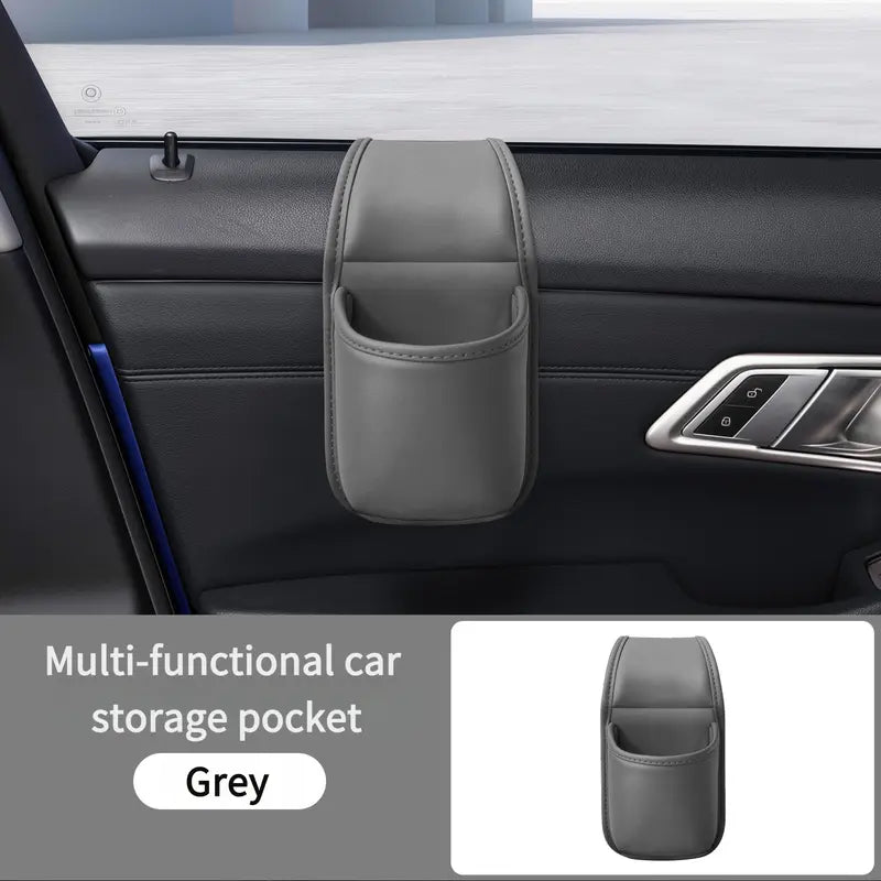 Multifunctional Leather Car Door Storage Pocket
