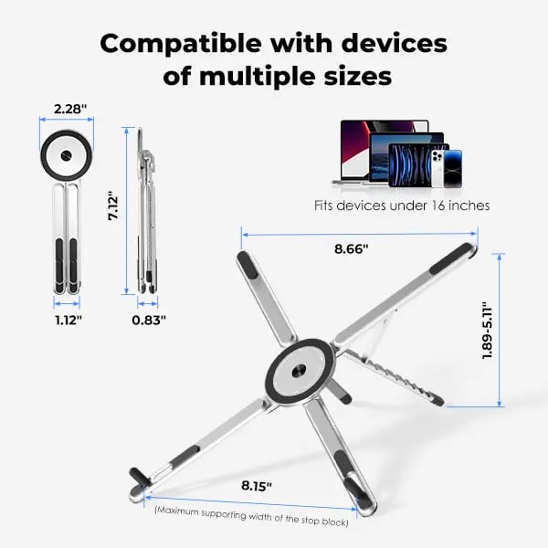 📱💻 2-in-1 Magnetic Phone & Laptop Stand – Foldable Aluminum Alloy Desk Mount ✨