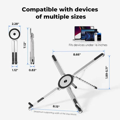 📱💻 2-in-1 Magnetic Phone & Laptop Stand – Foldable Aluminum Alloy Desk Mount ✨