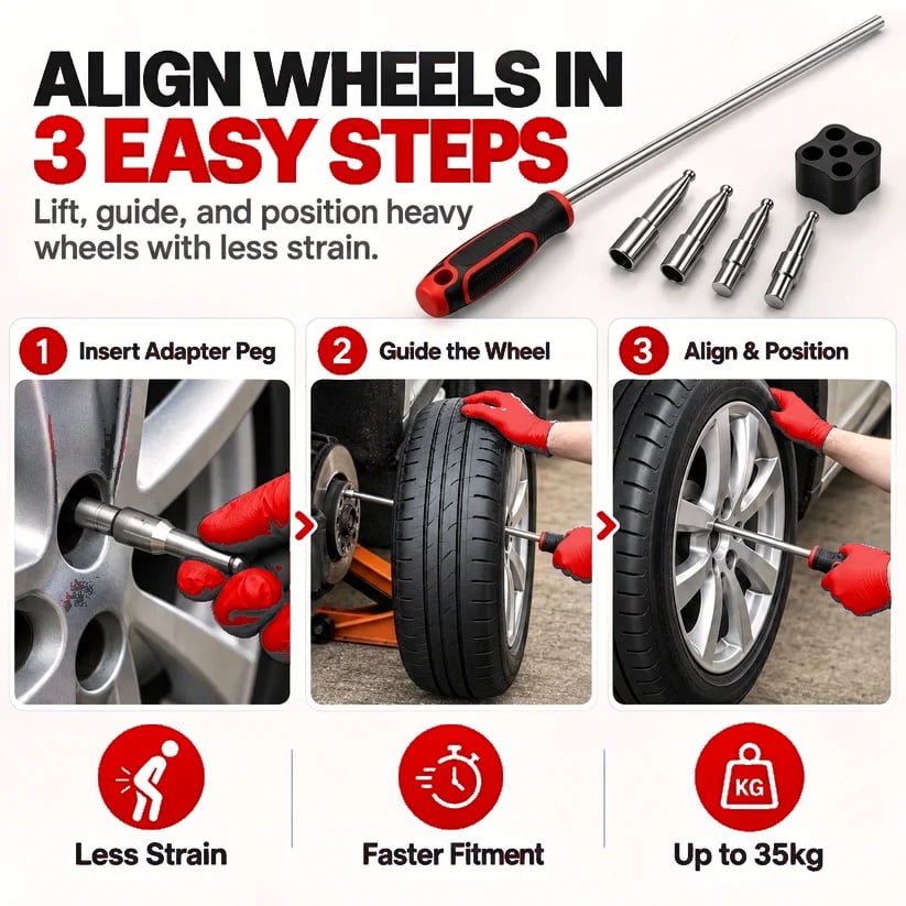 🔥HOT SALE🔥🔧 Heavy Wheel Fitting Tool – Hub Positioning & Tire Mounting Assistant