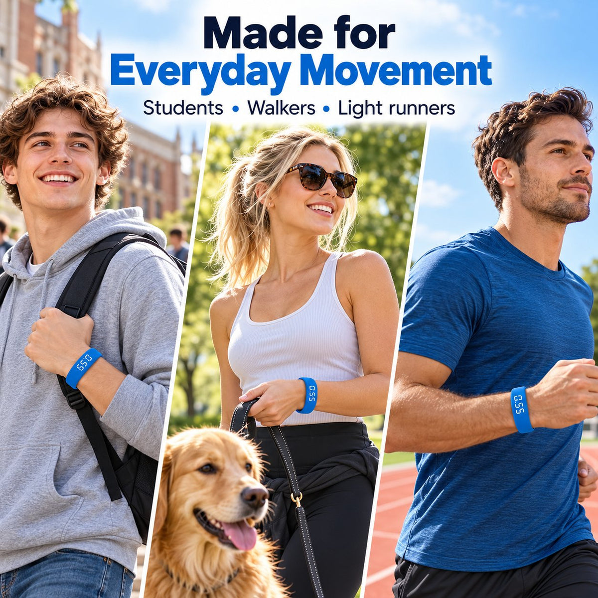 Portable Wrist Activity Tracker | Lightweight Step Counter for Outdoor Workout Sessions