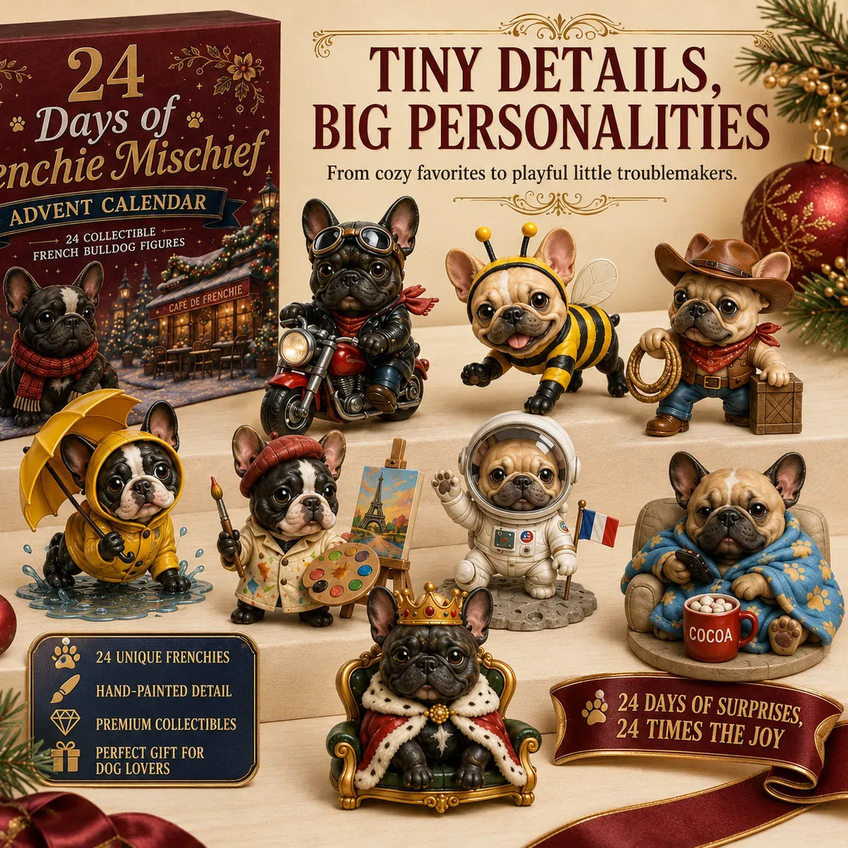 ⏳ Last Day 49% OFF – 🐶 24-Day French Bulldog Christmas Advent Calendar 🎄✨