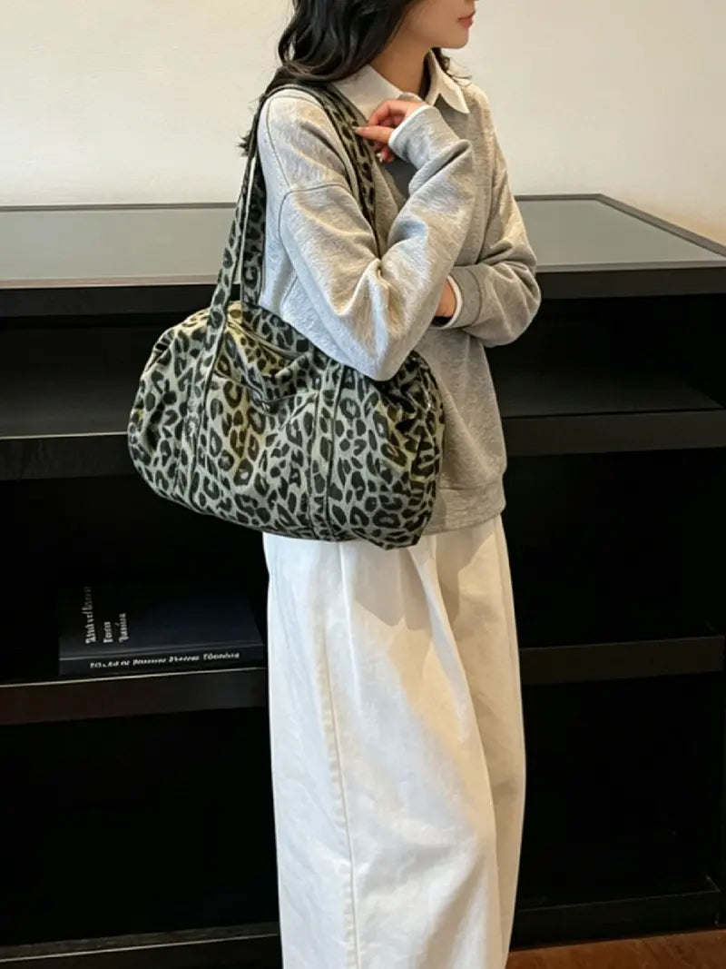 Medium Leopard Print Luggage Bag