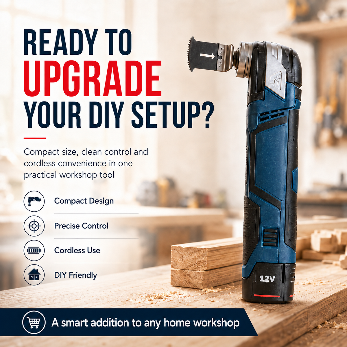 🔧 12V Cordless Precision Cutter – Compact Multi-Function DIY Detail & Plunge Cutting Tool🔧