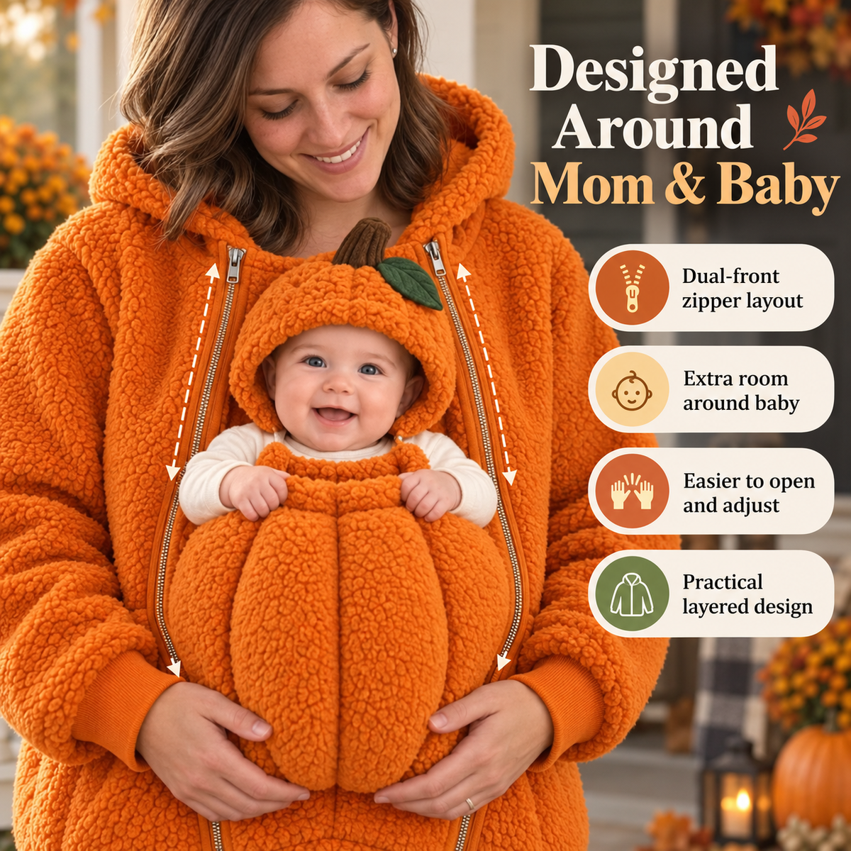 🎃 Mom & Baby Pumpkin Hoodie – Cozy Matching Fall Outfit for Halloween & Autumn Moments