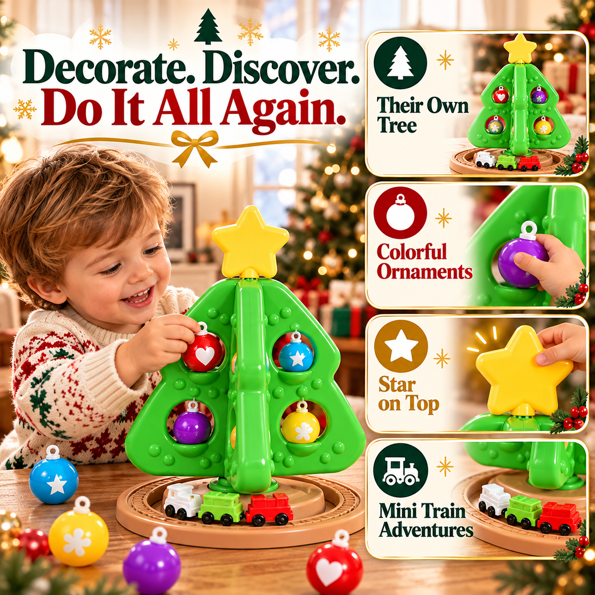 🎄🎁 My First Christmas Tree | Toddler Decorating Toy Set with Ornaments & Mini Train 🚂