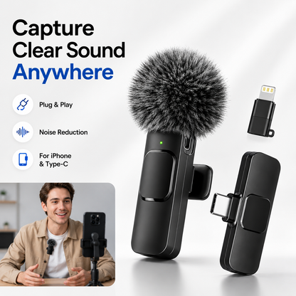 Hitozon Wireless Microphone for iPhone & Android - Lavalier, Noise Reduction