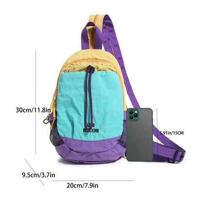 Unisex Lightweight Color Block Casual Nylon Mini Backpack